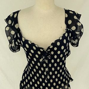 Shirt Navy Blue and White Polka Dot